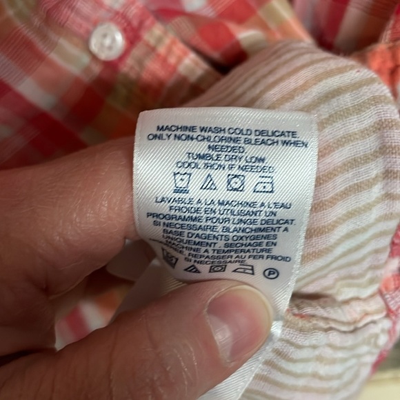 Lands' End size 12 Petite Button Down Pink Plaid Shirt - Picture 6 of 7